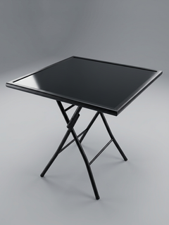 میز تاشو نگین شیشه سکوریت ۱۰ میل با قاب آلومینیومی و پایه فلزی ضخیم رنگ کورهای 60 × 60